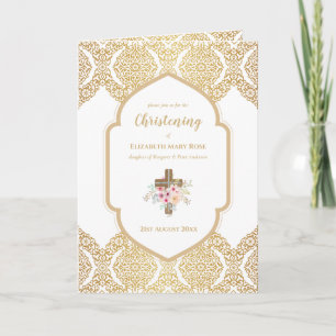4seitige CHRISTENING Einladung und Programm Gold V