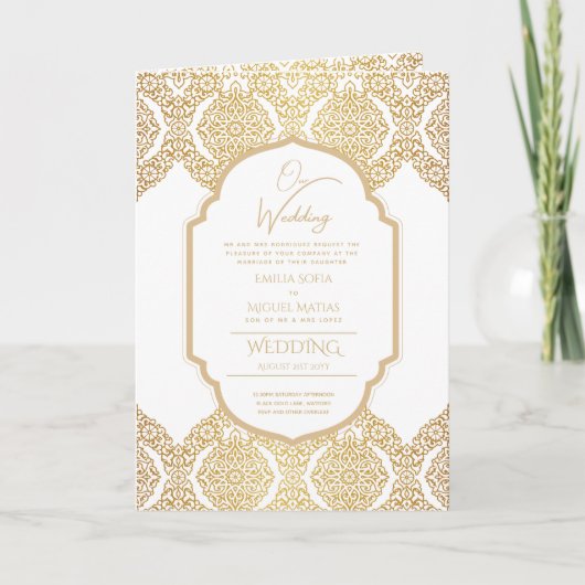 4seitige Gold Verziert WEDING Invite Program Moder Karte (Vorderseite)