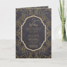 4seitige Gold Verziert WEDING Invite Program Moder