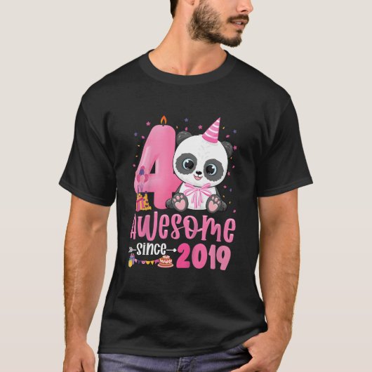4Th 4 Jahre alter Panda Toll seit 2019 T-Shirt (Vorderseite)