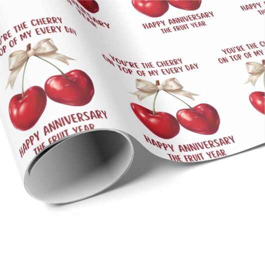 4th Anniversary Card, Fruit Anniversary Ornament Geschenkpapier (Rolleneckpunkt)