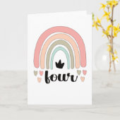 4th Birthday Boho Rainbow Party Kids 4 Years Old Karte (Gelbe Blume)