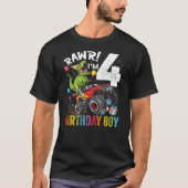 4th Birthday Boy Dinosaur Monster Truck T-Shirt (Vorderseite)