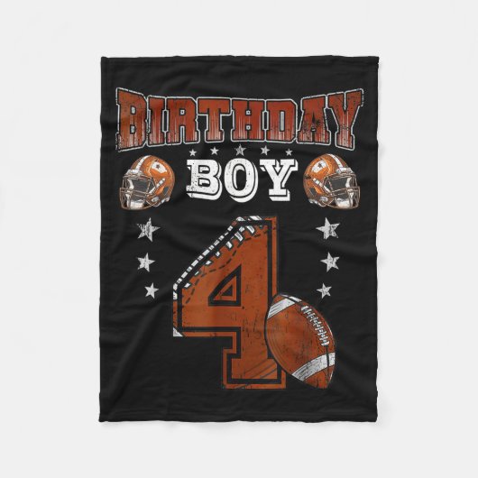 4th Birthday Boy Football Lover Theme 4 Years Old Fleecedecke (Vorderseite)