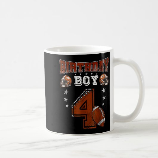 4th Birthday Boy Football Lover Theme 4 Years Old Kaffeetasse (Rechts)