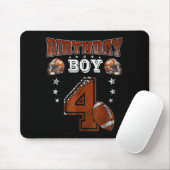 4th Birthday Boy Football Lover Theme 4 Years Old Mousepad (Mit Mouse)