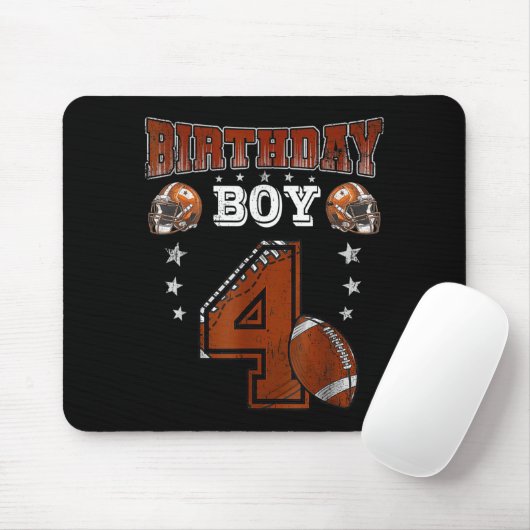4th Birthday Boy Football Lover Theme 4 Years Old  Mousepad (Mit Mouse)