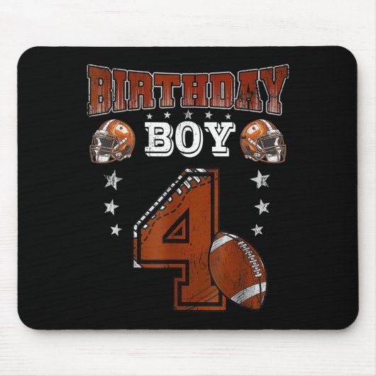 4th Birthday Boy Football Lover Theme 4 Years Old  Mousepad (Vorne)