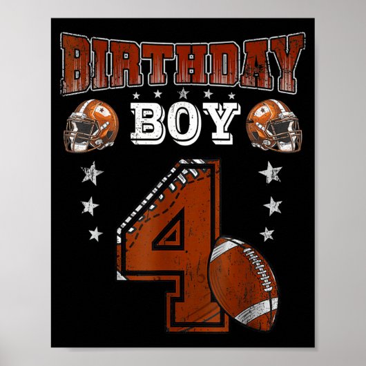 4th Birthday Boy Football Lover Theme 4 Years Old  Poster (Vorne)