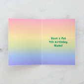4th Birthday: Colorful Rainbow # 4, Custom Name Karte (Innenseite)