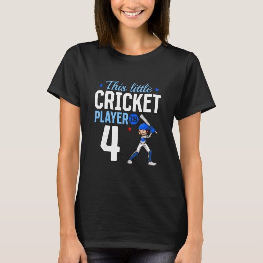 4th Birthday Cricket Player  T-Shirt (Vorderseite)