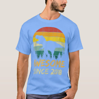 4th Birthday Gift Boy Dinosaur 4 Year Old Awesome T-Shirt