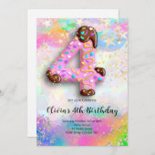 4th Birthday Girls Invitation Einladung (Vorne/Hinten)