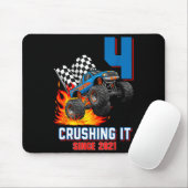 4th Birthday Monster Truck 4 Year Old Boy Born 202 Mousepad (Mit Mouse)