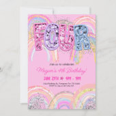 4th Birthday Rainbow Invitation Einladung (Vorderseite)