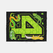 4th Birthday Snake Lizard Reptile 4 Year Old Party Fleecedecke (Vorderseite (Horizontal))