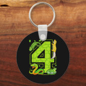 4th Birthday Snake Lizard Reptile 4 Year Old Party Schlüsselanhänger (Vorderseite)