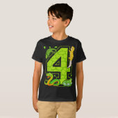 4th Birthday Snake Lizard Reptile 4 Year Old Party T-Shirt (Vorne ganz)