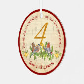 4th Day of Christmas Four Calling Birds Ornament Aus Metall (Vorderseite links)