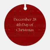 4th Day of Christmas Four Calling Birds Ornament Aus Metall (Rückseite)