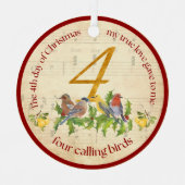 4th Day of Christmas Four Calling Birds Ornament Aus Metall (Vorderseite)