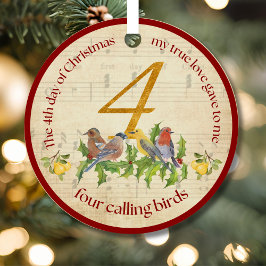 4th Day of Christmas Four Calling Birds Ornament Aus Metall