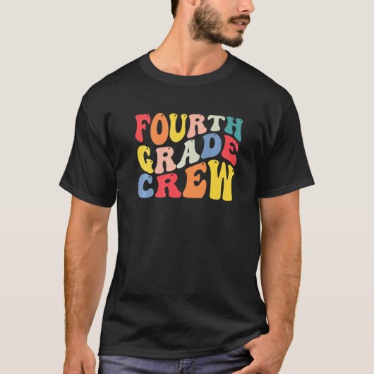 4th Fourth Grade Crew Teacher Back To School Retro T-Shirt (Vorderseite)
