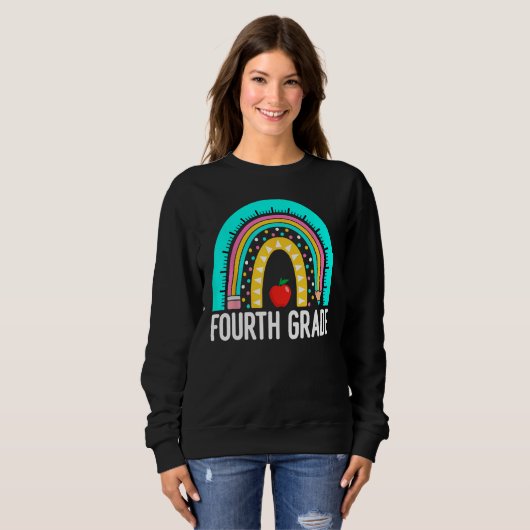 4th Fourth Grade Cute Rainbow Back To School Teach Sweatshirt (Vorne ganz)