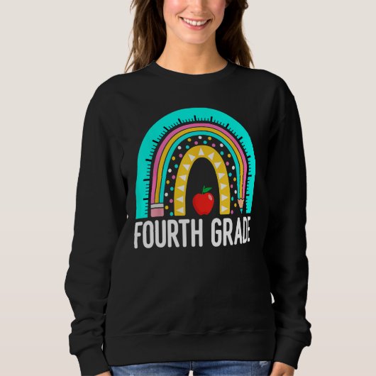 4th Fourth Grade Cute Rainbow Back To School Teach Sweatshirt (Vorderseite)