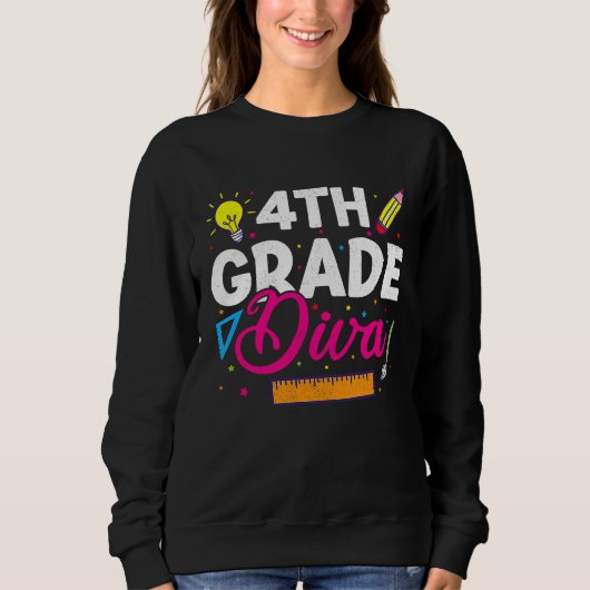 4th Fourth Grade Diva Girls Back To School Girl W Sweatshirt (Vorderseite)