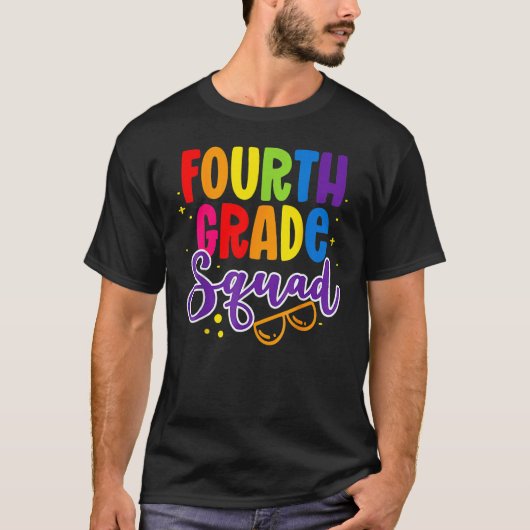 4th Fourth Grade Squad Happy Back To School Teache T-Shirt (Vorderseite)