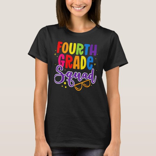 4th Fourth Grade Squad Happy Back To School Teache T-Shirt (Vorderseite)