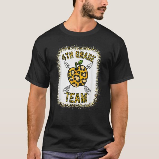 4th Fourth Grade Team Leopard Teacher Student Back T-Shirt (Vorderseite)