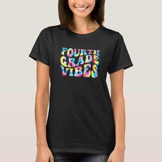 4th Fourth Grade Vibes Teacher Back To School Retr T-Shirt (Vorderseite)