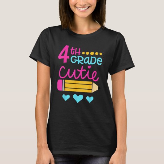 4th Grade Cutie First Day of School Back to School T-Shirt (Vorderseite)