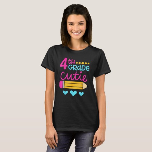 4th Grade Cutie First Day of School Back to School T-Shirt (Vorne ganz)