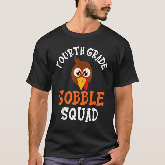 4th Grade Gobble Squad Thanksgiving Teacher Kids T-Shirt (Vorderseite)