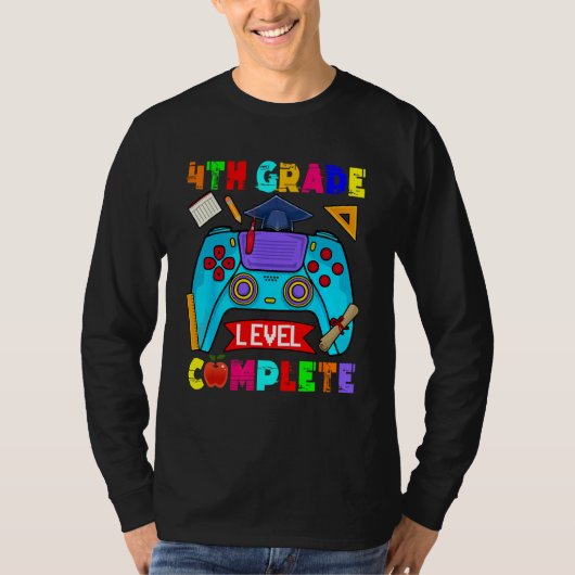 4th Grade Level Complete Cute Gamer Graduate Game T-Shirt (Vorderseite)