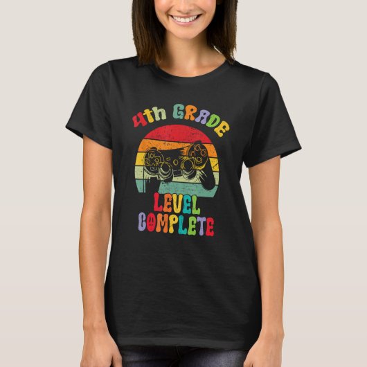 4th Grade Level Complete groovy Last Day Of School T-Shirt (Vorderseite)
