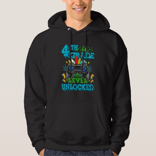 4th Grade Level Unlocked Video Game Back To School Hoodie (Vorderseite)