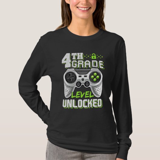 4th Grade Level Unlocked Video Game Back To School T-Shirt (Vorderseite)