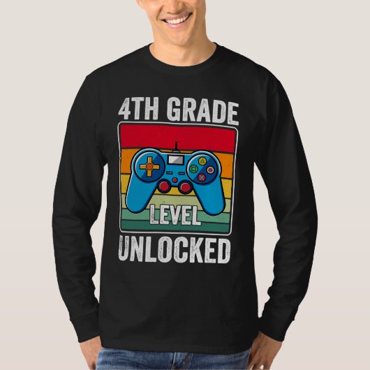 4th Grade Level Unlocked Video Game Back to School T-Shirt (Vorderseite)