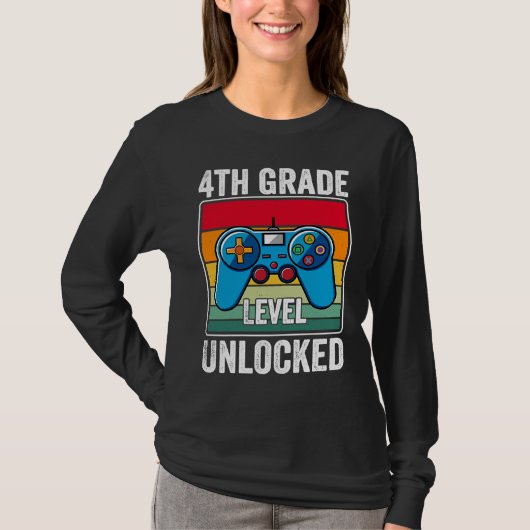 4th Grade Level Unlocked Video Game Back to School T-Shirt (Vorderseite)