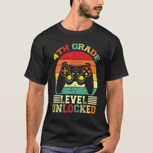 4th Grade Level Unlocked Video Gamer Back to Schoo T-Shirt (Vorderseite)