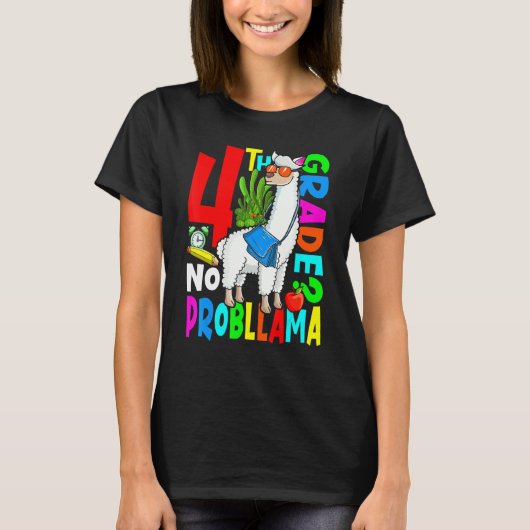 4th Grade No Prob Llama Back To School First Day T-Shirt (Vorderseite)