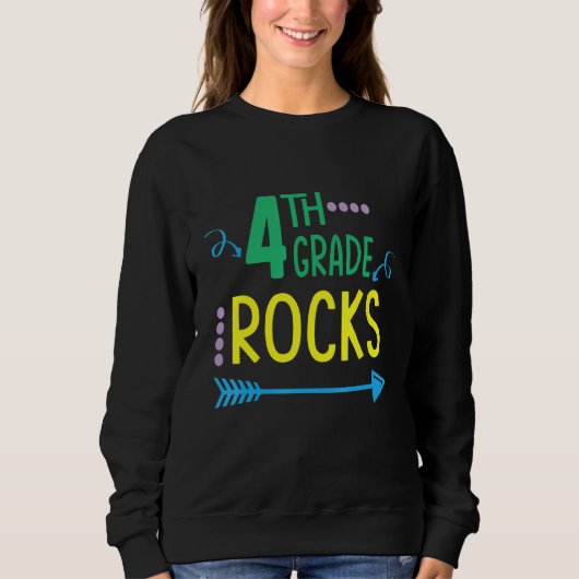 4th Grade Rocks Student Senior Teacher Happy Back  Sweatshirt (Vorderseite)