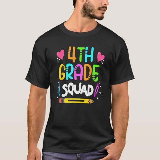 4th Grade Squad Fourth Teacher Student Team Back T T-Shirt (Vorderseite)