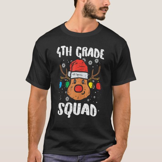 4th Grade Squad Reindeer   Teacher Christmas   T-Shirt (Vorderseite)