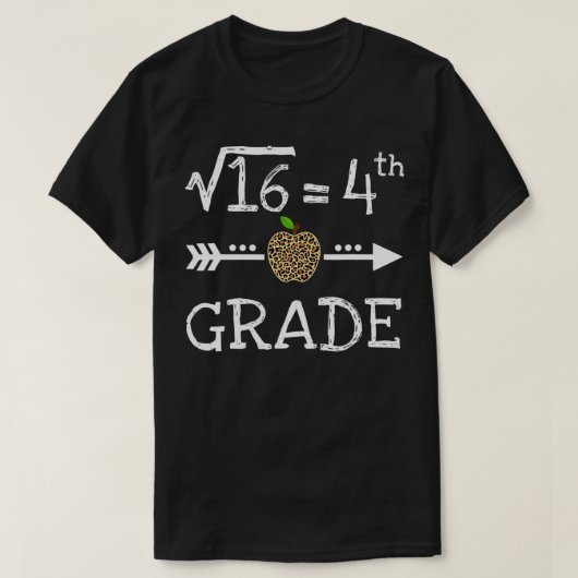 4th Grade Square Root of 16 Math Leopard Back to s T-Shirt (Design vorne)