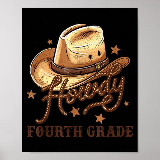 4th Grade Teacher Rodeo Country Western Howdy Four Poster (Vorne)